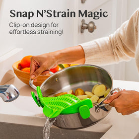 Kitchen Gizmo collapsible silicone pasta strainer saves space in small kitchens