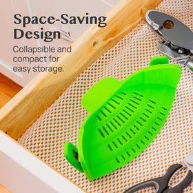 Kitchen Gizmo heat-resistant silicone strainer withstands boiling water
