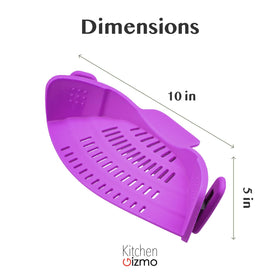 Kitchen Gizmo Snap N Strain on a bowl for quick veggie drains