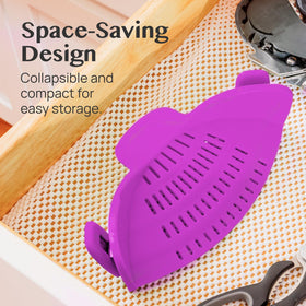 Kitchen Gizmo Snap N Strain silicone design resists warping when draining hot water