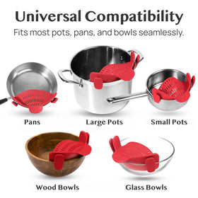 Kitchen Gizmo Snap N Strain space-saving design keeps counters tidy.