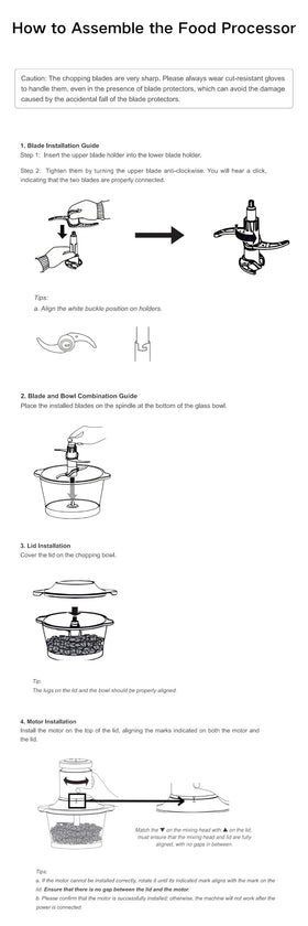 Kitchen in the Box complete set with bowls and blades for versatility.