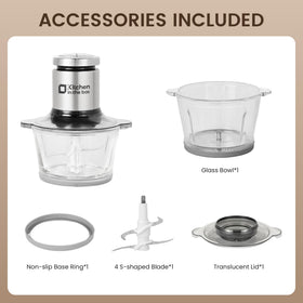 Kitchen in the box mini food processor 2-speed control adapts to soft and tough ingredients.