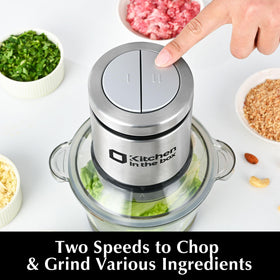 Kitchen in the box mini food processor dishwasher-safe parts simplify cleanup after cooking.