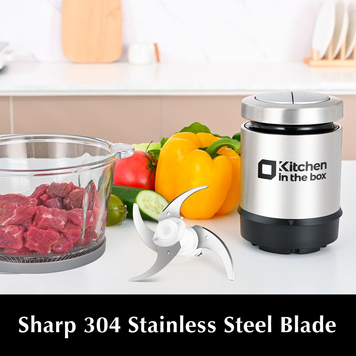 Kitchen in the box mini food processor non-slip base keeps steady during processing.