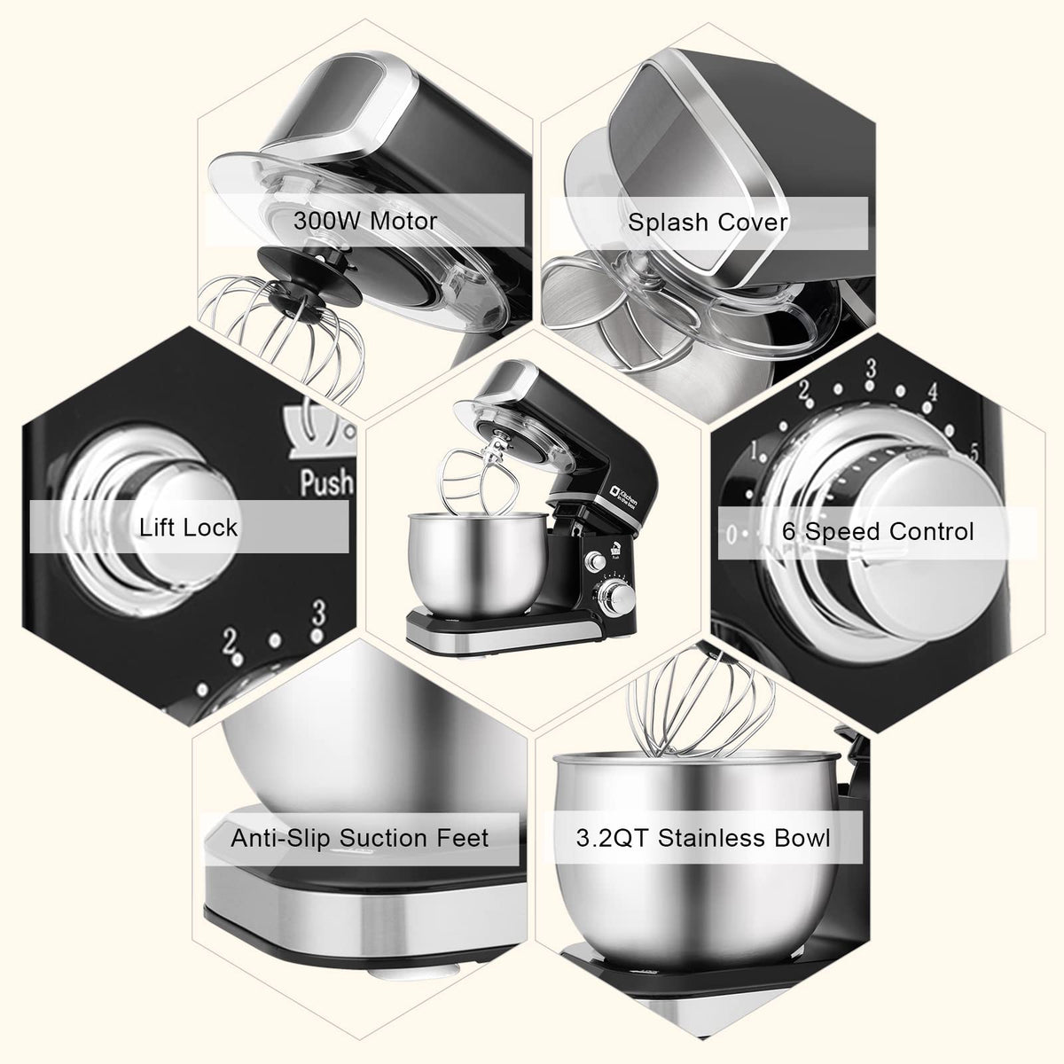 Kitchen in the Box stand-mixer-anti-splash-lid reduces mess during mixing