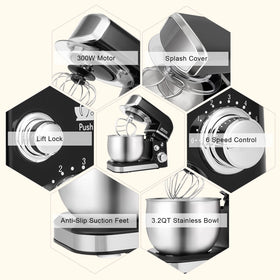 Kitchen in the Box stand-mixer-anti-splash-lid reduces mess during mixing