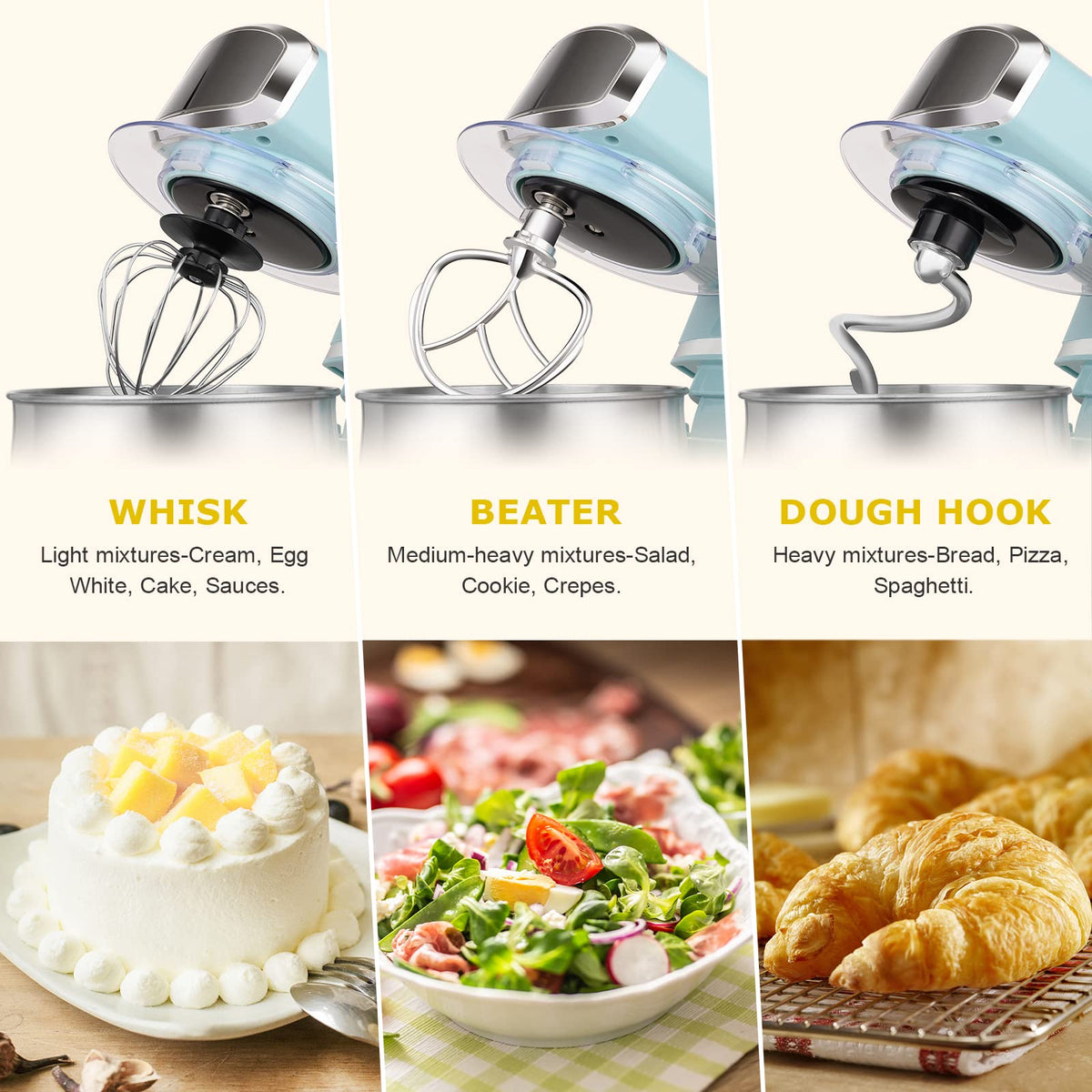 Durable dough hook attachment for Kitchen in the box mixer