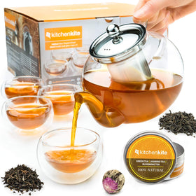 Kitchen Kite glass teapot 1000ml for clear blooming tea brewing