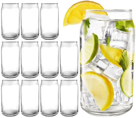 Kitchen Lux 16oz can glass set 12 for stylish beer and soda servings.