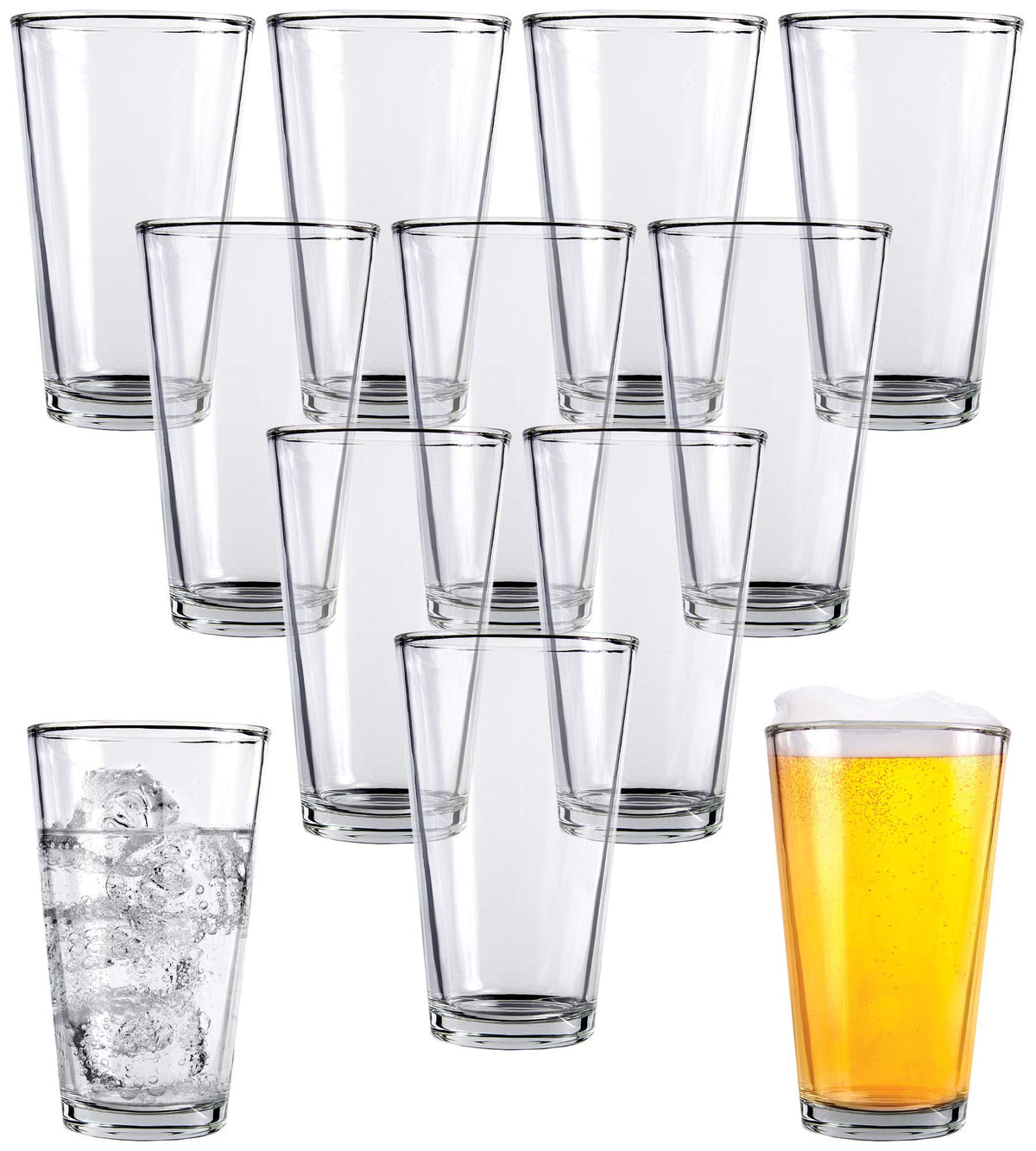 Kitchen Lux pint beer glasses with tall clear tumblers for beer and cocktails