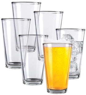 Kitchen Lux pint beer glasses set of 6 show a tall 16-ounce design for beer and cocktails