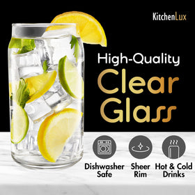 Kitchen Lux soda-can glass clear cup ideal for iced coffee or tea.