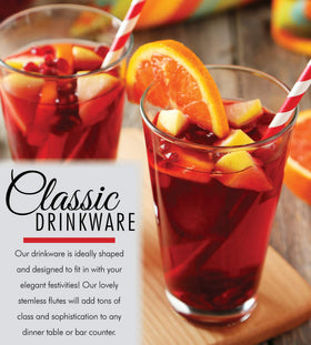 Kitchen Lux tall clear drinking glasses ideal for water juice and mixed drinks