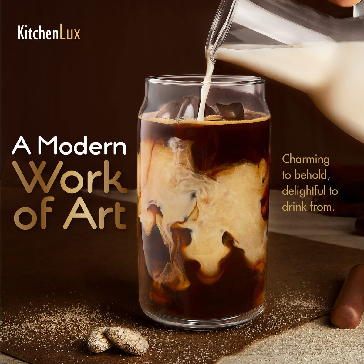 Kitchen Lux thick clear glass construction suitable for hot and cold drinks.