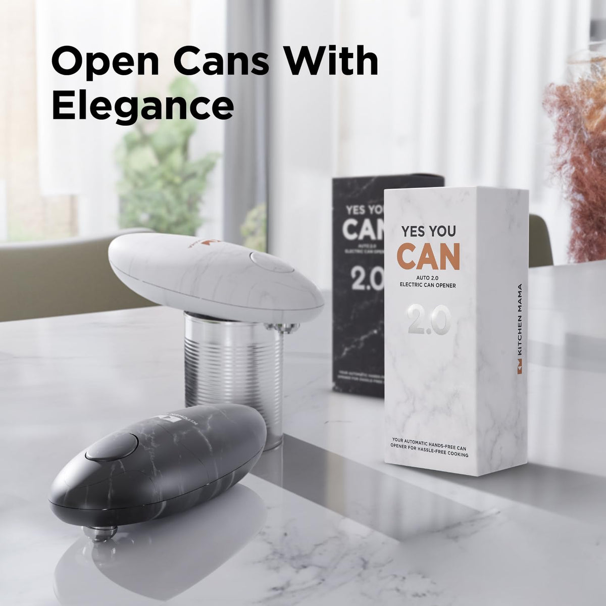 Kitchen Mama Auto 2.0 ergonomic, compact design fits in drawers and bags.