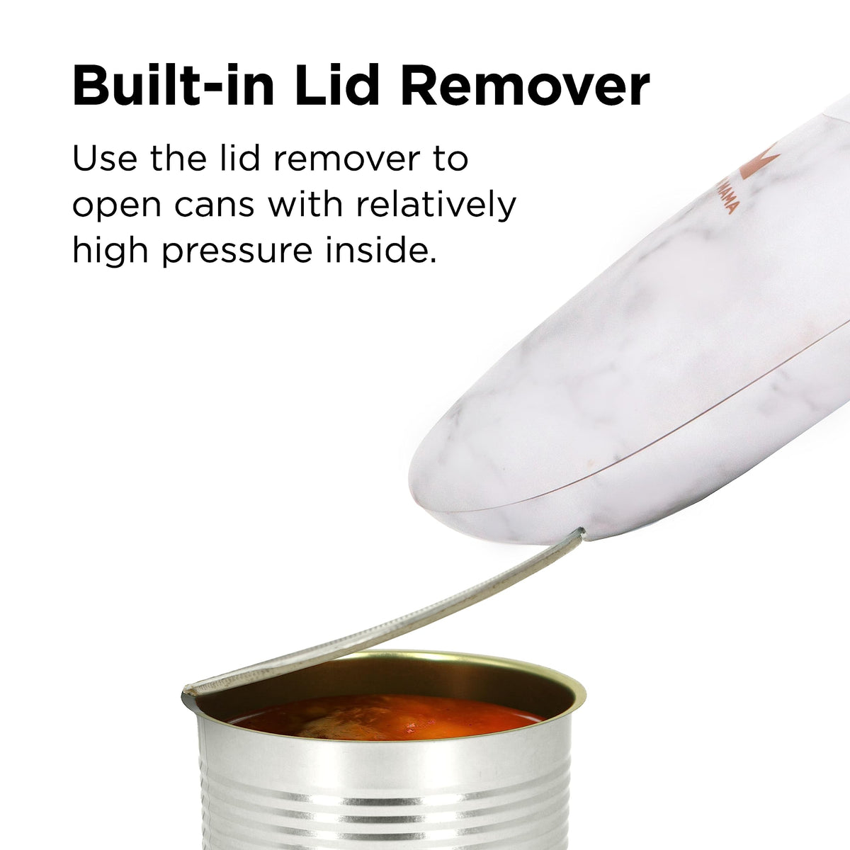 Kitchen Mama Auto 2.0 lid remover tackles sticky cans without touching food.