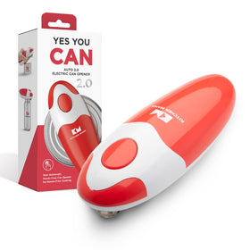 Kitchen Mama Auto 2.0 in red opens cans smoothly for effortless kitchen use.
