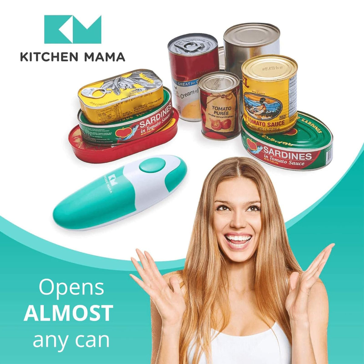 Kitchen Mama teal battery-compartment detail for AA power
