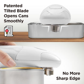 Kitchen Mama Auto Electric Can Opener white battery compartment highlights cordless convenience
