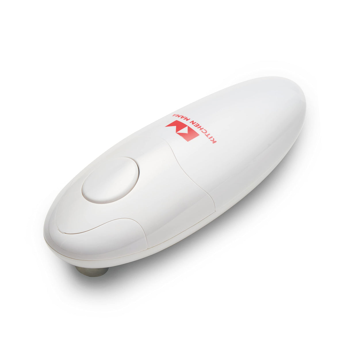 Kitchen Mama Auto Electric Can Opener white top view shows easy one-touch control