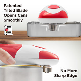 Kitchen Mama portable, battery-operated opener highlights cordless use on camping trips.