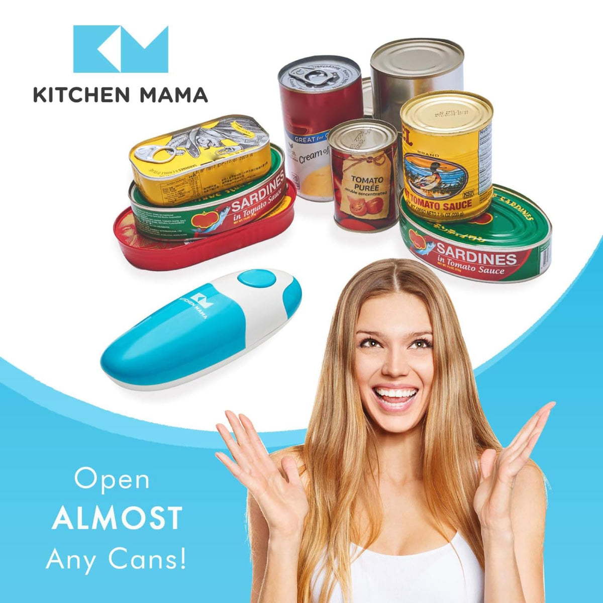 Kitchen Mama ergonomic design with a comfortable grip for limited hand strength.