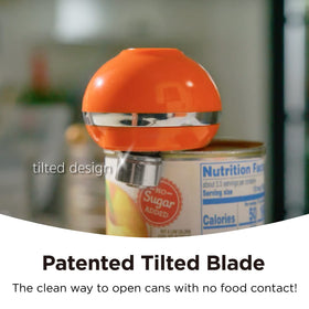 Kitchen Mama mini can opener compact size fits in small drawers for everyday use.