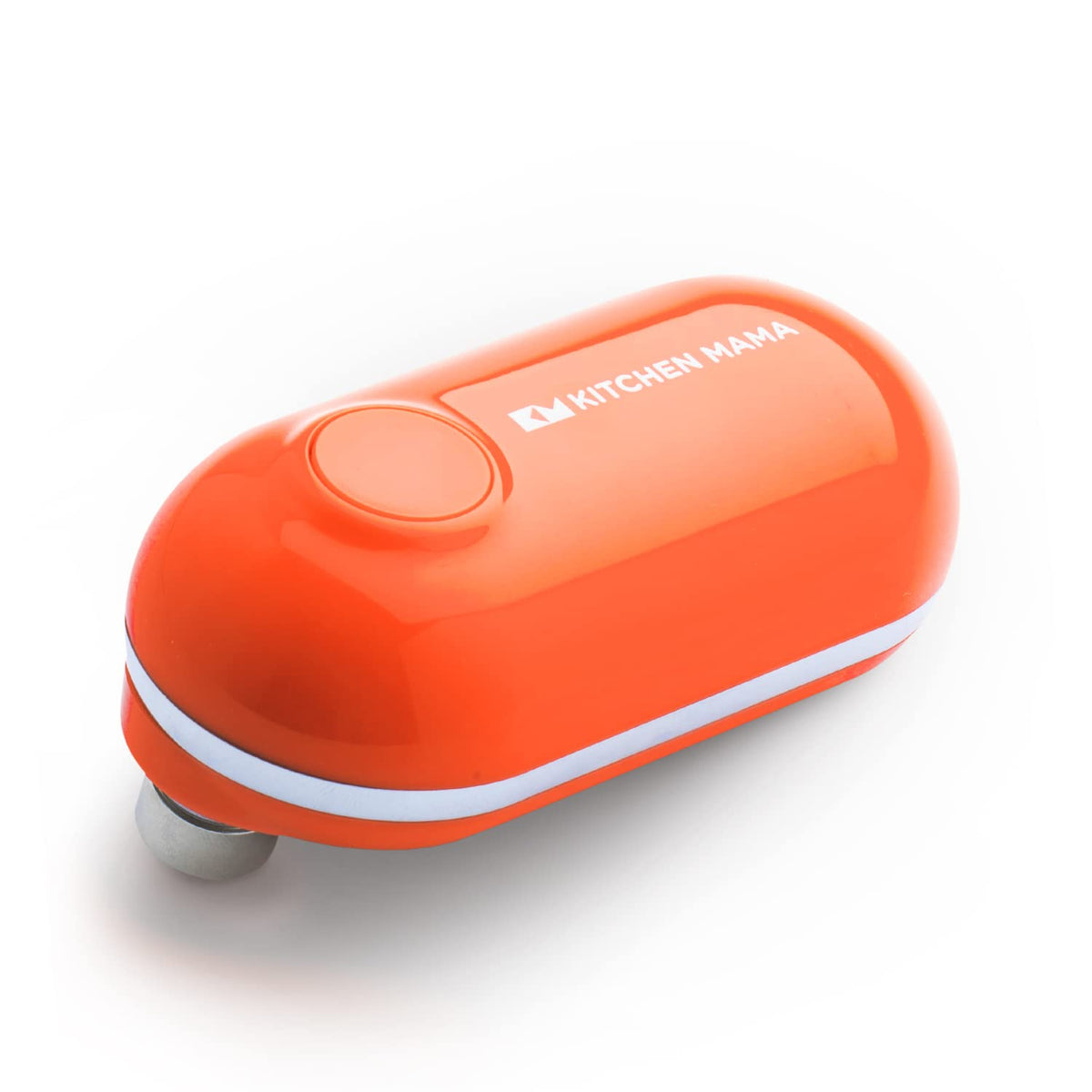 Kitchen Mama mini can opener in action showing effortless one-press operation for quick meal prep.