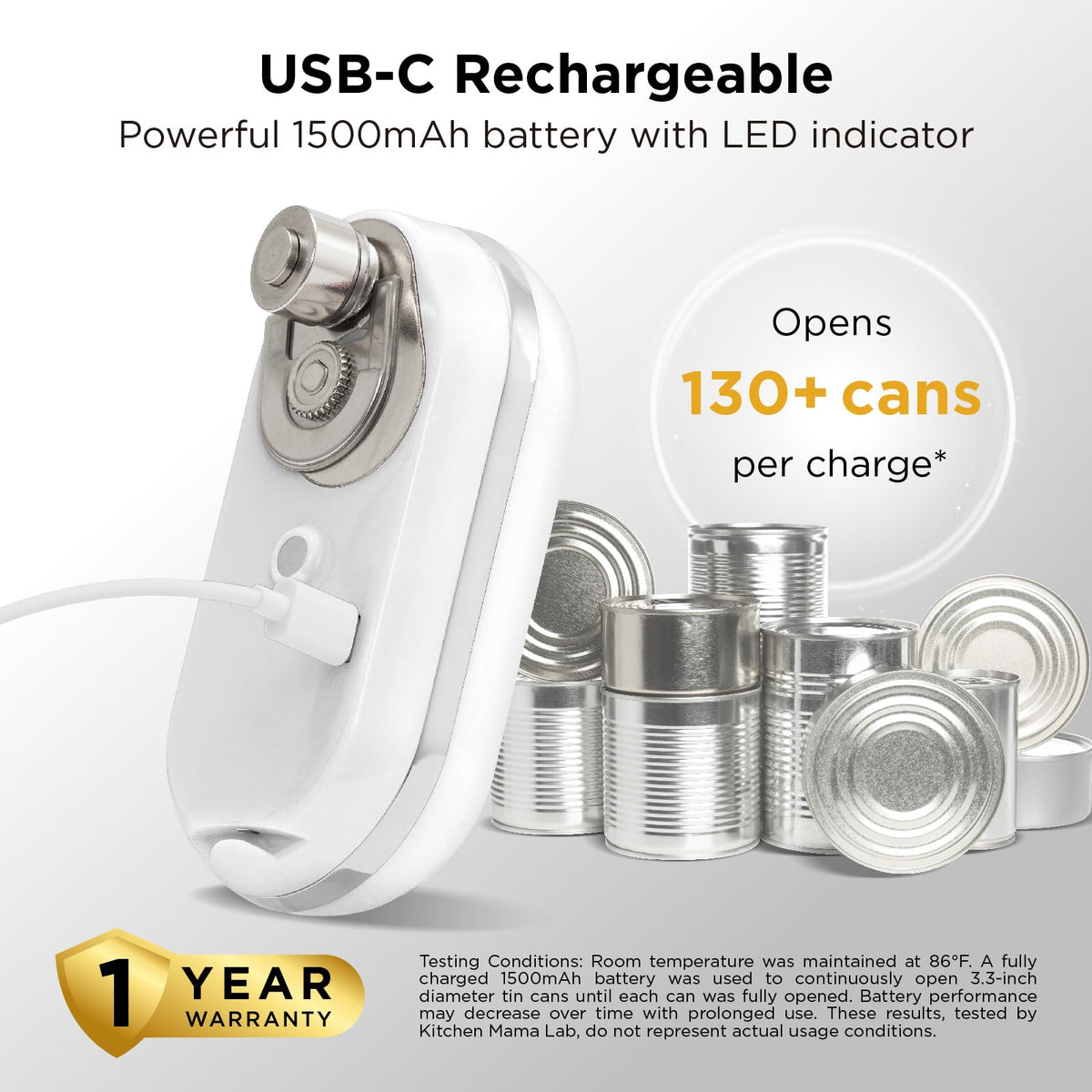 Kitchen Mama Mini Plus auto stop protects when the can is fully opened