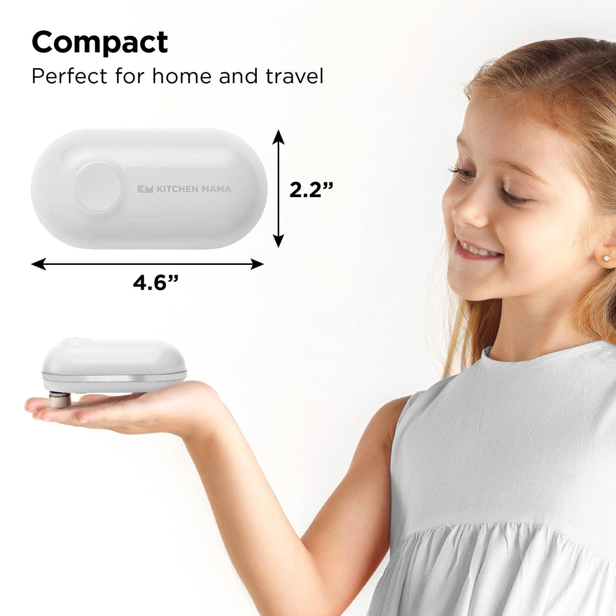 Kitchen Mama Mini Plus hands-free operation lets you open cans with a simple press