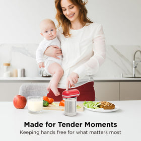 Kitchen Mama Mini Plus no-food-contact design keeps food away from the blade for hygiene.