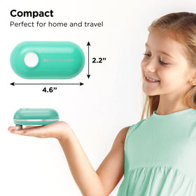 Kitchen Mama Mini Plus Teal smooth-edge cutting for safe lid removal