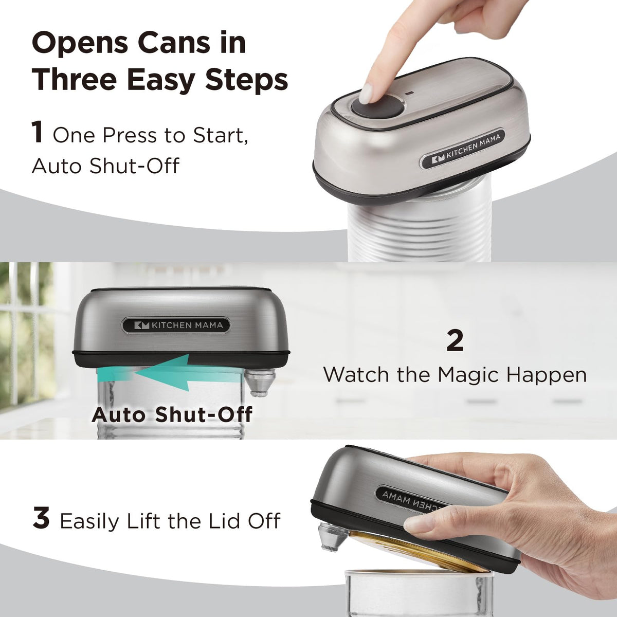 Orbit One stops automatically with a smooth-edge opening