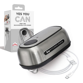 Kitchen Mama Orbit One electric can opener ready for hands-free operation