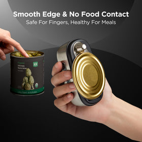 Orbit One opens soda and pop cans safely and cleanly