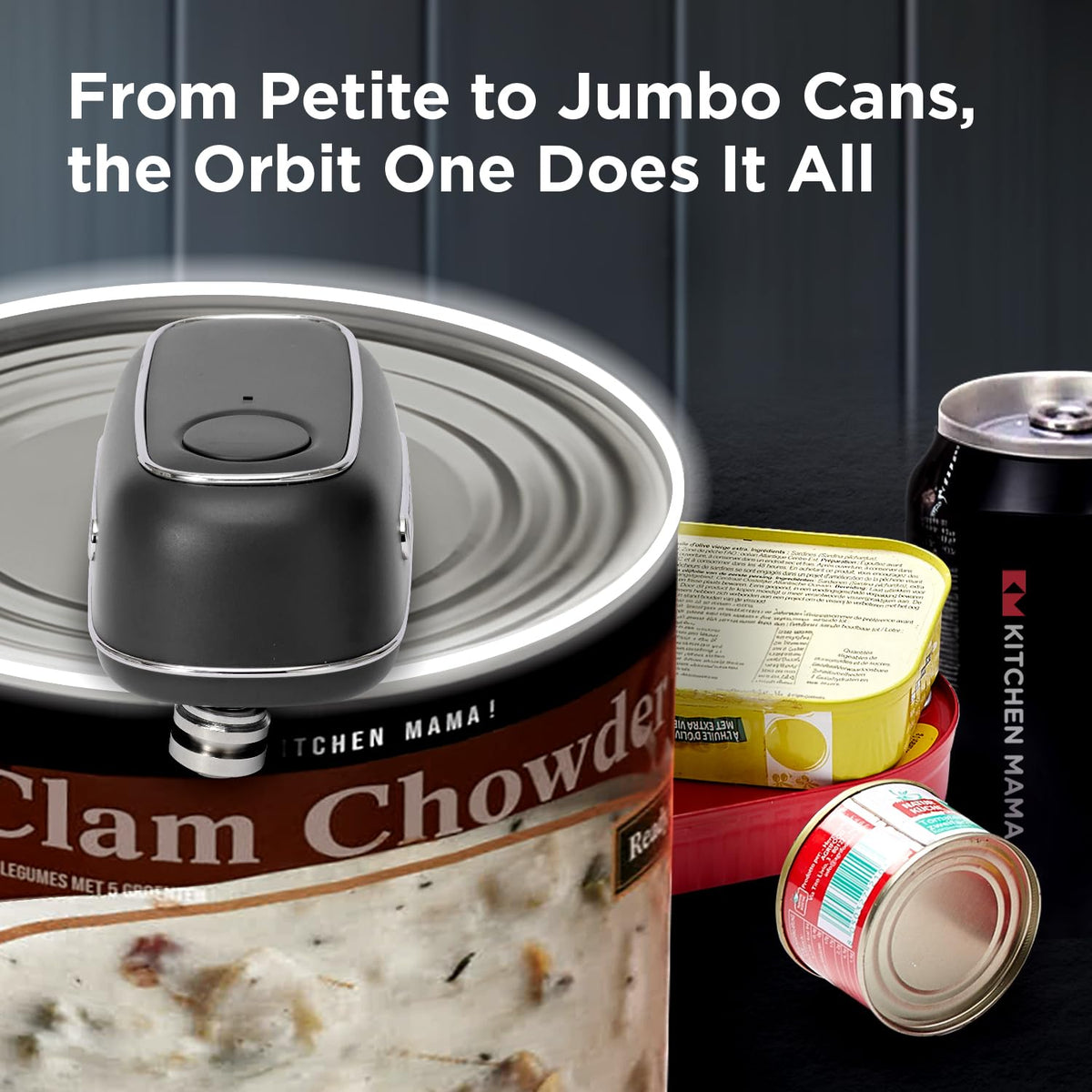 Kitchen Mama Orbit One compact storage box keeps accessories organized.