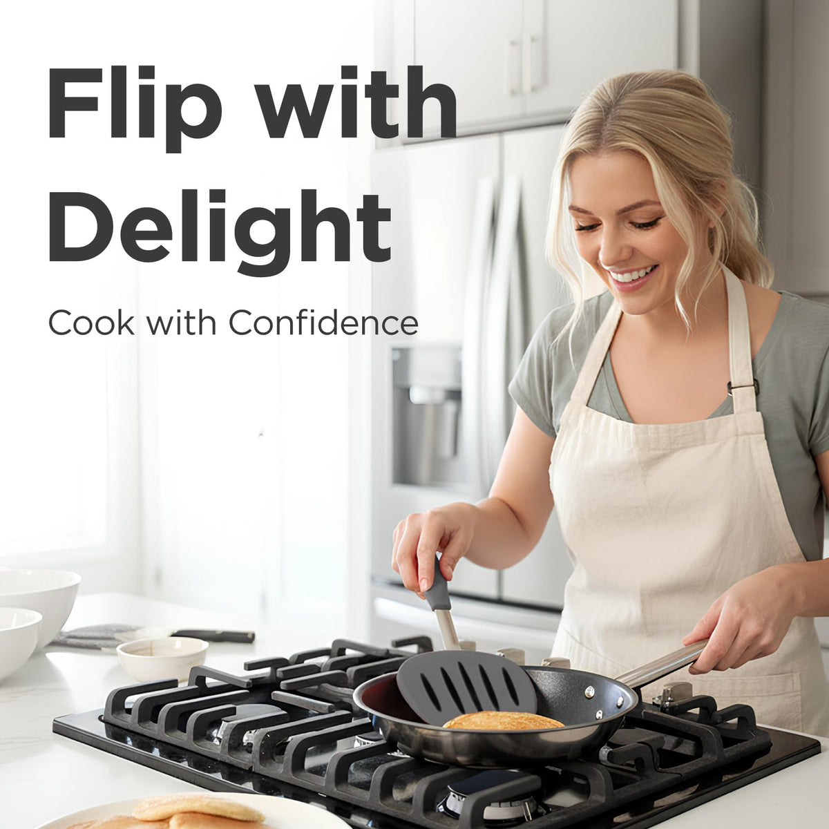 Versatile Kitchen Mama WaltzGrip suited for pancakes, quesadillas, and more
