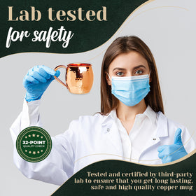 Kitchen Science mugs protected by food-grade lacquer resisting tarnish.