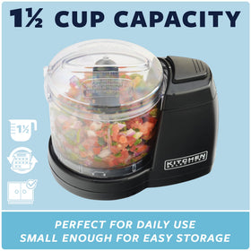 Kitchen Selectives Mini Chopper stainless steel blades deliver quick, even chopping.