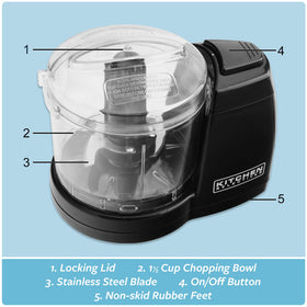 Kitchen Selectives Mini Chopper in-use choppers herbs and ingredients.