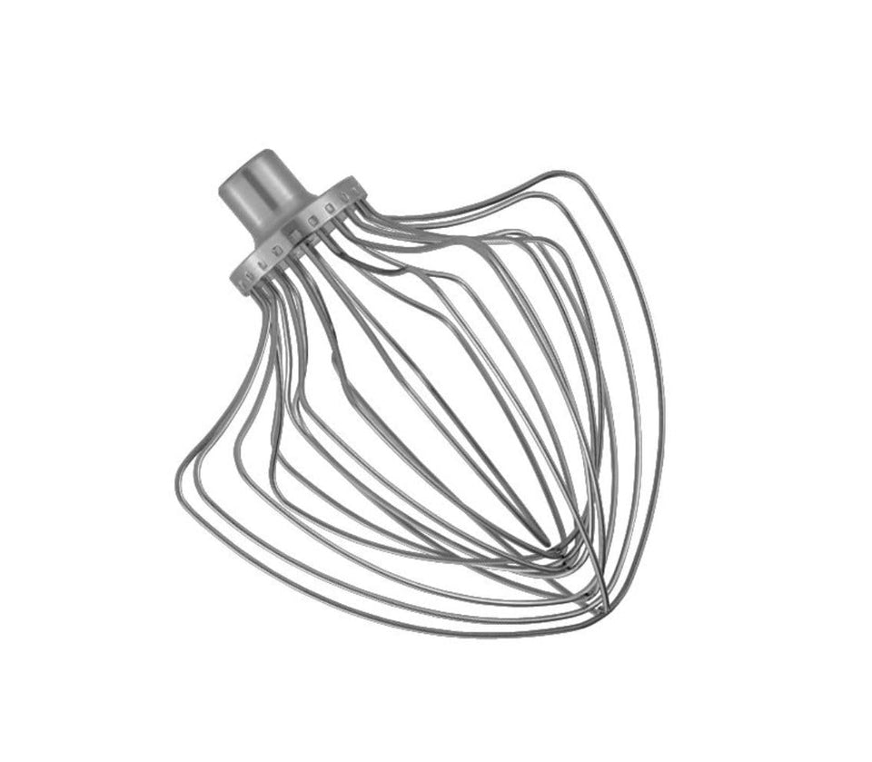 KitchenAid 11-Wire Whip Attachment in stainless steel for faster whipping and air-rich textures.