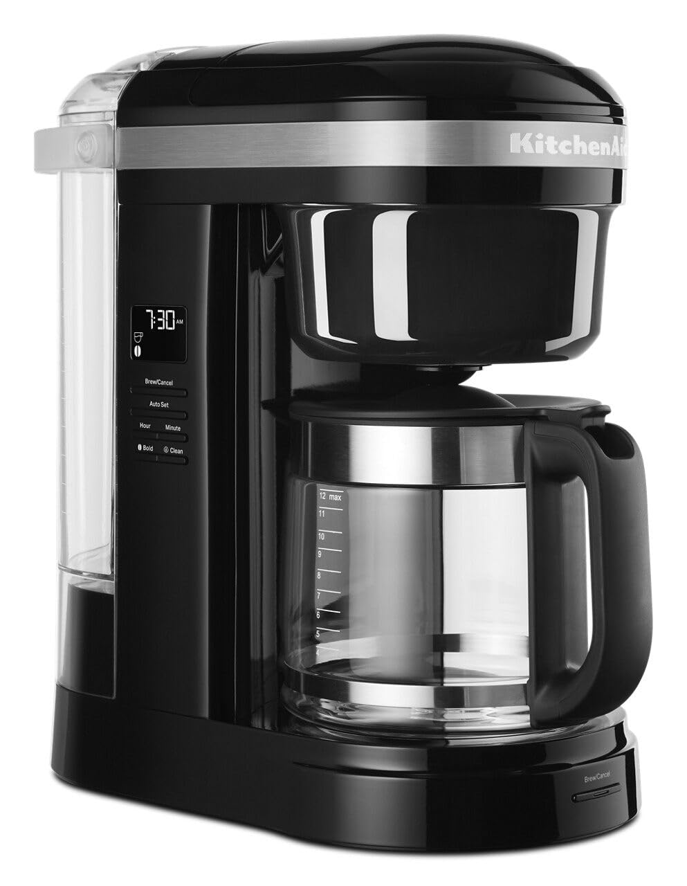 KitchenAid 12-cup coffee maker spiral showerhead delivers even extraction for a richer brew.