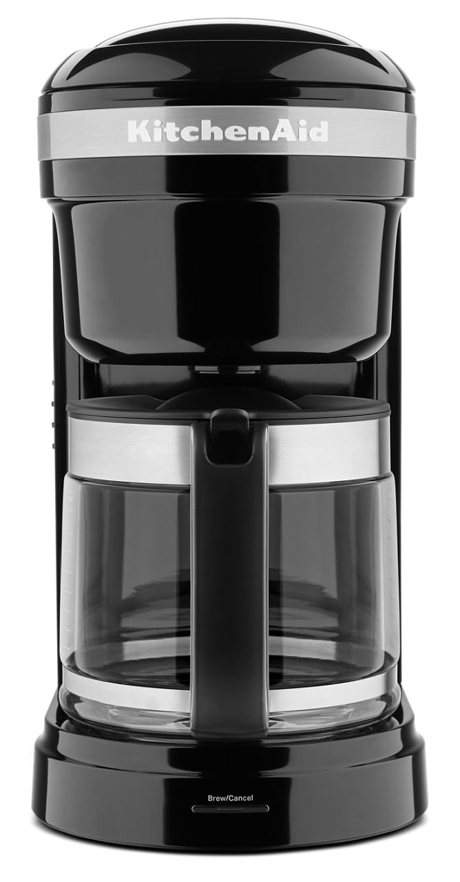 KitchenAid 12-cup coffee maker water tank with clear lid simplifies filling.