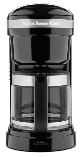 KitchenAid 12-cup coffee maker water tank with clear lid simplifies filling.