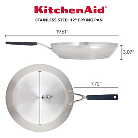 KitchenAid 12-inch frying pan silicone grip handle stays cool.