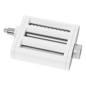 KitchenAid 3-in-1 pasta attachment fettuccine-cut for ribbon-like strands.