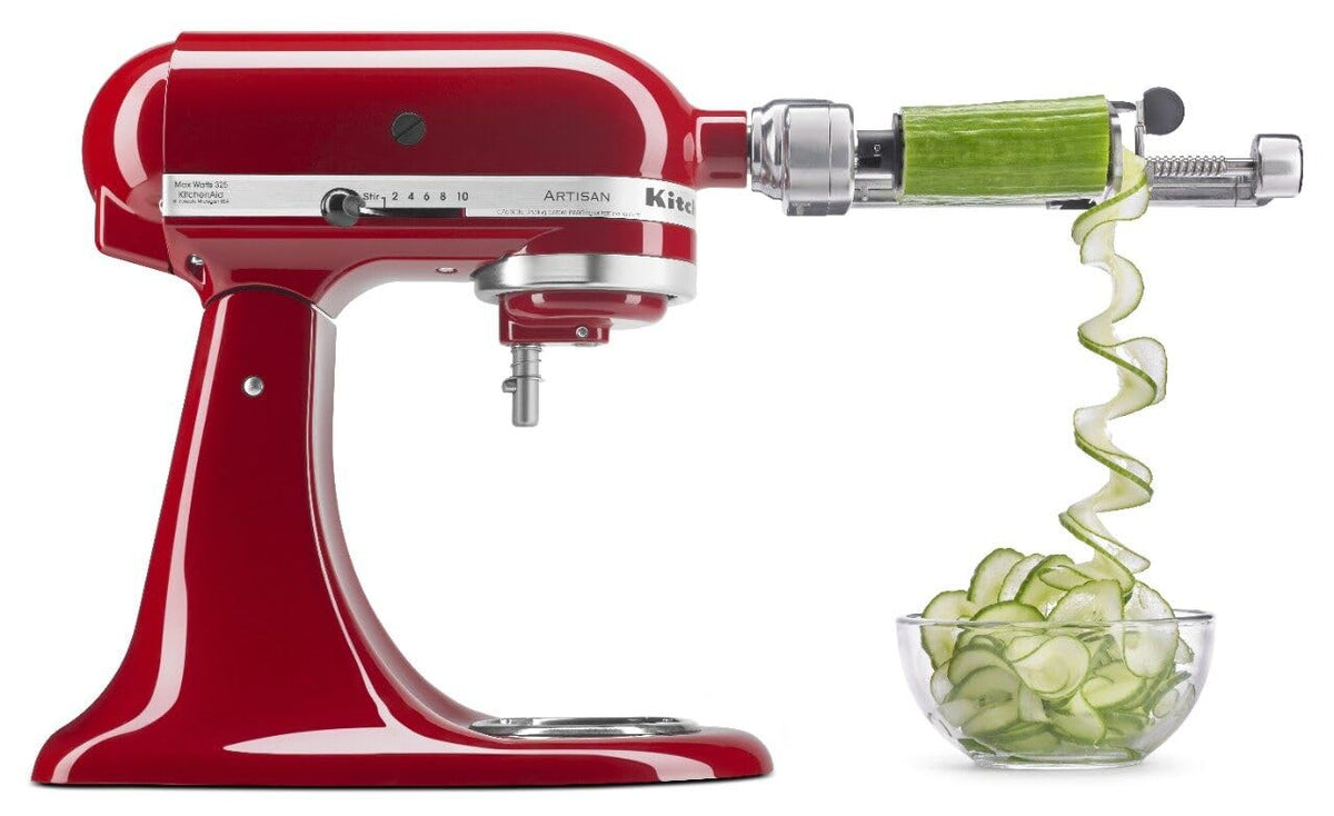 KitchenAid Spiralizer Plus with peel and slice blades for vibrant veggie ribbons.
