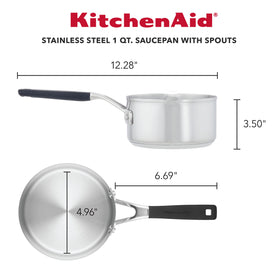 KitchenAid 71018 saucepan highlights aluminum core base for quick, even heat