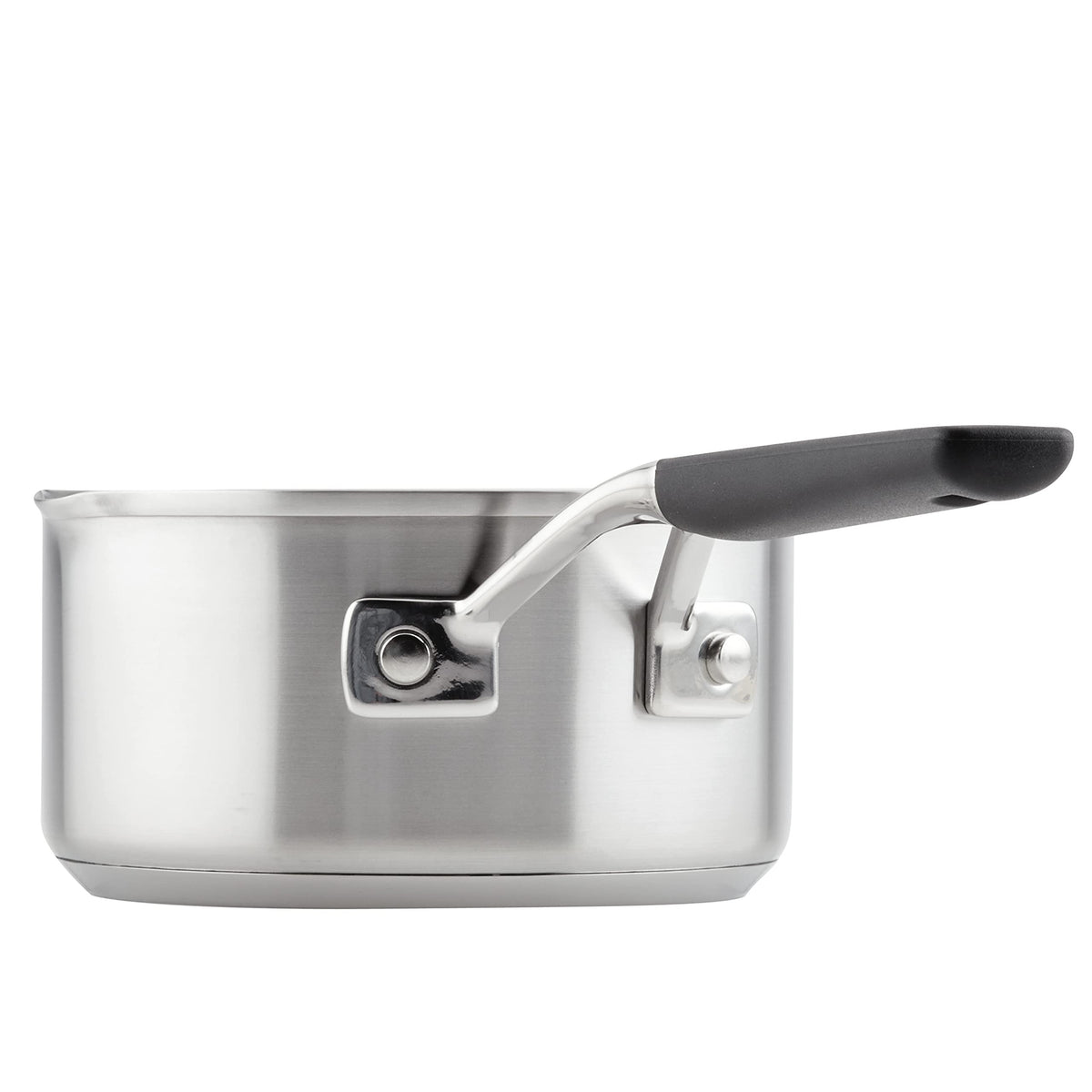 KitchenAid 71018 saucepan features a brushed stainless steel finish
